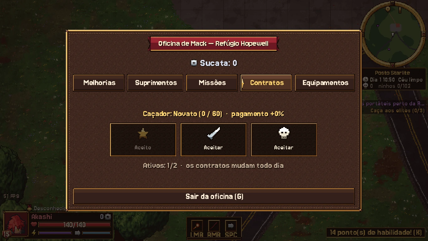The contracts screen with available tasks and rewards.