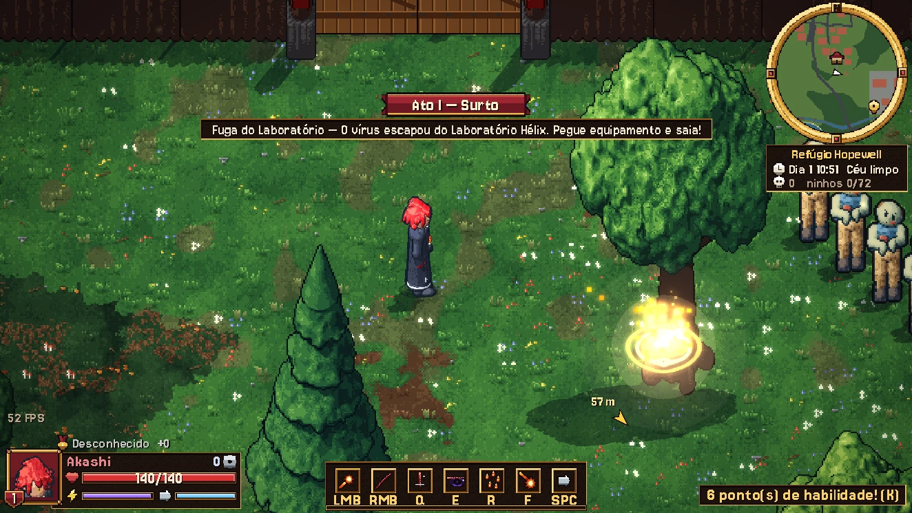 Akashi using a fire spell in the game.