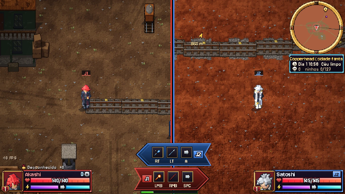 The vertical split-screen view when the players separate.